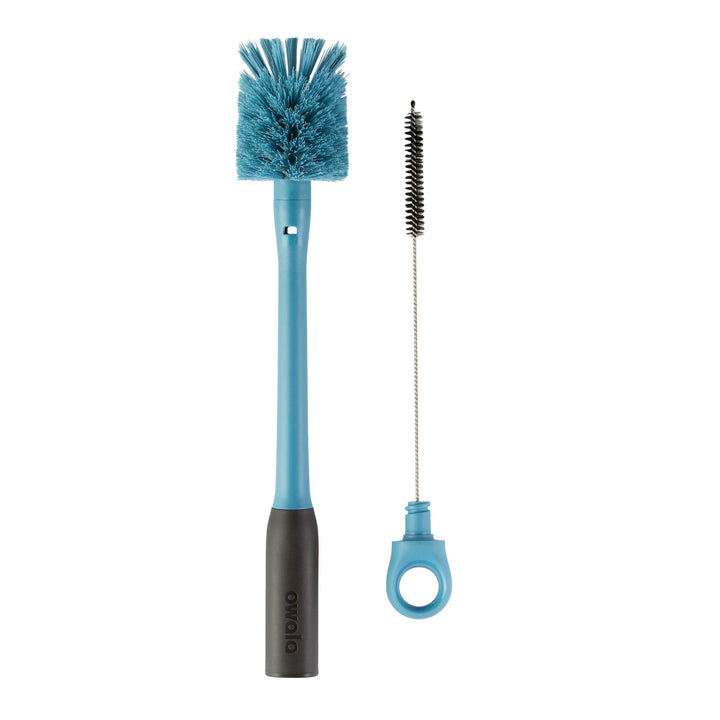 Owala 2-in-1 Water Bottle Brush Cleaner and Water Bottle Straw Cleaner Brush, Water Bottle Brush with Removable Head and Twist n� Hide Straw Brush, Smokey Blue