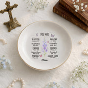 Personalized Name Christian Jewelry Dish – Custom Scripture Ring Tray, Faith Gift for Her