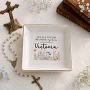 Personalized Name Christian Jewelry Dish – Custom Scripture Ring Tray, Faith Gift for Her