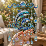 🐬🐢Ocean-Themed Crystal Wind Chime – 🌊Bring the Ocean Glow to Your Garden