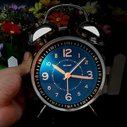 Peakeep Loud Alarm Clock for Heavy Sleepers Adults, Metal 4 Inches | Twin Bell Battery Operated Analog Alarm Clocks for Bedrooms Kids' Room Decoration (Jewel Blue)