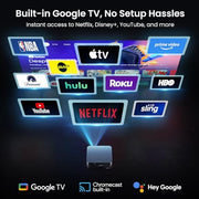 HAPPRUN 3000 ANSI Lumens Outdoor Projector with Official Google TV | 4K Supported, Dolby Audio, Auto Focus & Auto Keystone, 10K+ Apps, WiFi 6, Bluetooth, Indoor & Outdoor Movies