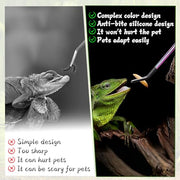 OLIISS Iridescent Reptile Feeding Tongs with Rubber Tips, 10.6", 2 Pack | Straight & Curved, Stainless Steel, Secure Grip, Feeder Tools for Bearded Dragons, Geckos & Lizards, Terrarium Tank Supplies