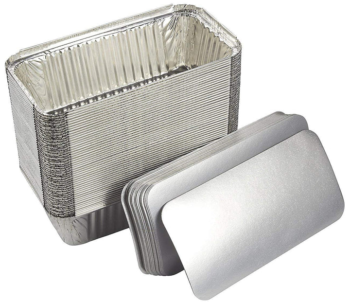 Zuvo Aluminium Foil Trays with Lids, 50-Pack 600ml Foil Food Containers | Recyclable Aluminium, Freezer to Oven Safe, Meal Prep, Batch Cooking, Baking, Takeaway, BBQ, Reusable, Air Fryer Compatible