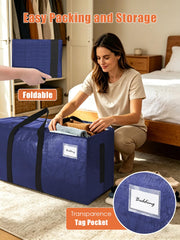 SWEET DOLPHIN 8 Pack 200LB Heavy-Duty Moving Bags with Wrap-Around Handles, Extra Large Storage Totes for Space Saving, Clothes Storage Bags, College Dorm Essentials, Blue, 24 Gal
