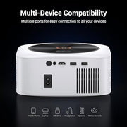 HAPPRUN 1500 ANSI Smart Outdoor Projector, Built-in Apps, 30W Dolby Audio | 4K Decoding,Auto Focus,10K+ Apps,Movie Projector with WiFi Bluetooth,Portable Indoor Proyector Compatible with Phone/TV Stick
