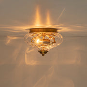 2-light Hammered Glass Flush Mount Ceiling Light