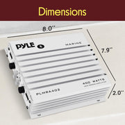 Pyle Hydra Marine 400W 4-Channel Waterproof Amplifier - PLMRA402 | 400W 4-Channel Marine Amplifier with IP-01 Waterproof Rating