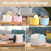 Happyiren Medium Woven Cotton Rope Basket, Empty DIY Gift Basket for Burr | Great for Baby Shower, Birthday & Decor, Cute Decorative Storage Organizer, 13" x 8" x 6"