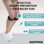 Bodyprox Patella Tendon Knee Strap 2 Pack, Knee Pain Relief Support Brace | Hiking, Soccer, Basketball, Running, Jumpers Knee, Tennis, Tendonitis, Volleyball & Squats