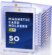 50ct Magnetic Card Holder, 35pt One Touch Card Holder for Trading Cards | U-V Protectors Hard Plastic, Magnetic Card Case for Trading, Sports, Game, Football, Baseball Cards