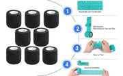 Self Adhesive Bandage Wrap,2" Black Cohesive Bandages Vet Wrap Sports Tape | 8 Pack Elastic Breathable Athletic Wrap Bulk for First Aid Supplies, Wrist Sprains Protection