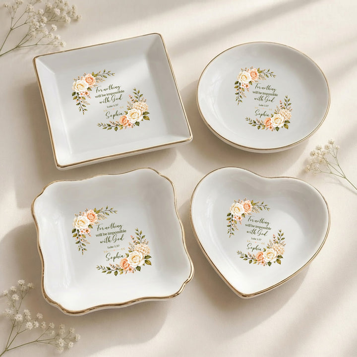 Personalized Name Christian Jewelry Dish – Custom Scripture Ring Tray, Faith Gift for Her