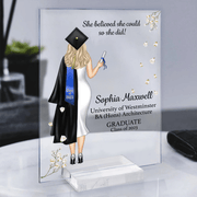 Graduation Gifts, Presents & Ideas For Her, Grad Ceremony, Commencement, Convocation, College & uni University, Personalized Custom Acrylic Plaque