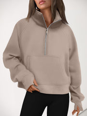 AUTOMET Womens Sweatshirts Half Zip Fleece Pullover Fall Outfits | Fall Fashion Clothes 2026,Cropped Sweatshirt,Cute Y2k Tops,Quarter Zipper Clothes,Winter Loungwear Outfits