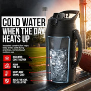 Under Armour Insulated Water Bottle with Handle & Fence Hook, Half Gallon Sports Water Jug, Leak-Resistant & BPA-Free for Baseball, Football & Gym - Black/Black, 64oz