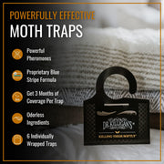 Dr. Killigan's Premium Clothing Moth Traps with Pheromones (Black, 6 Traps) | Clothes Moth Traps with Pheromones, Alternative to Moth Balls, Targets the Webbing Clothes Moth & Casemaking Clothes Moth
