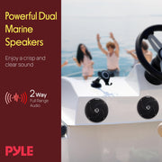 Pyle Waterproof Marine Speakers - Pair of 5.25" 180 Watt Low Profile Slim Style System - Weather Resistant Outdoor Rated Speakers for Boat, Patio, Poolside, Deck, Home (Black)
