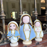 🔥 LIMITED TIME OFFER - Handmade Crochet Virgin Mary Figurine with Wooden Base