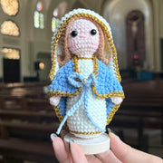 🔥 LIMITED TIME OFFER - Handmade Crochet Virgin Mary Figurine with Wooden Base
