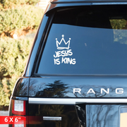 [6IN] JESUS IS KING Decal – Waterproof Cross Sticker for Car, Laptop, Water Bottle & More
