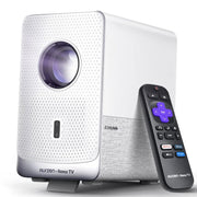 Aurzen Roku TV D1R Cube Smart Outdoor Projector with WiFi and Bluetooth | Roku TV Built-in, Sealed Optical Engine, 1080P FHD, DoIby Audio, Portable Mini Projector for Home/Outdoor Movie Soccer Game