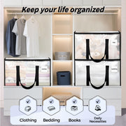 ukeetap 8 Pack Extra Large Clothes Storage Bins with Lids, Clear | Storage Bags with Reinforced Handles & Heavy-Duty Zippers, Moving Bags Boxes Totes for Clothes Packing, Dorms, College