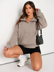 AUTOMET Womens Sweatshirts Half Zip Fleece Pullover Fall Outfits | Fall Fashion Clothes 2026,Cropped Sweatshirt,Cute Y2k Tops,Quarter Zipper Clothes,Winter Loungwear Outfits