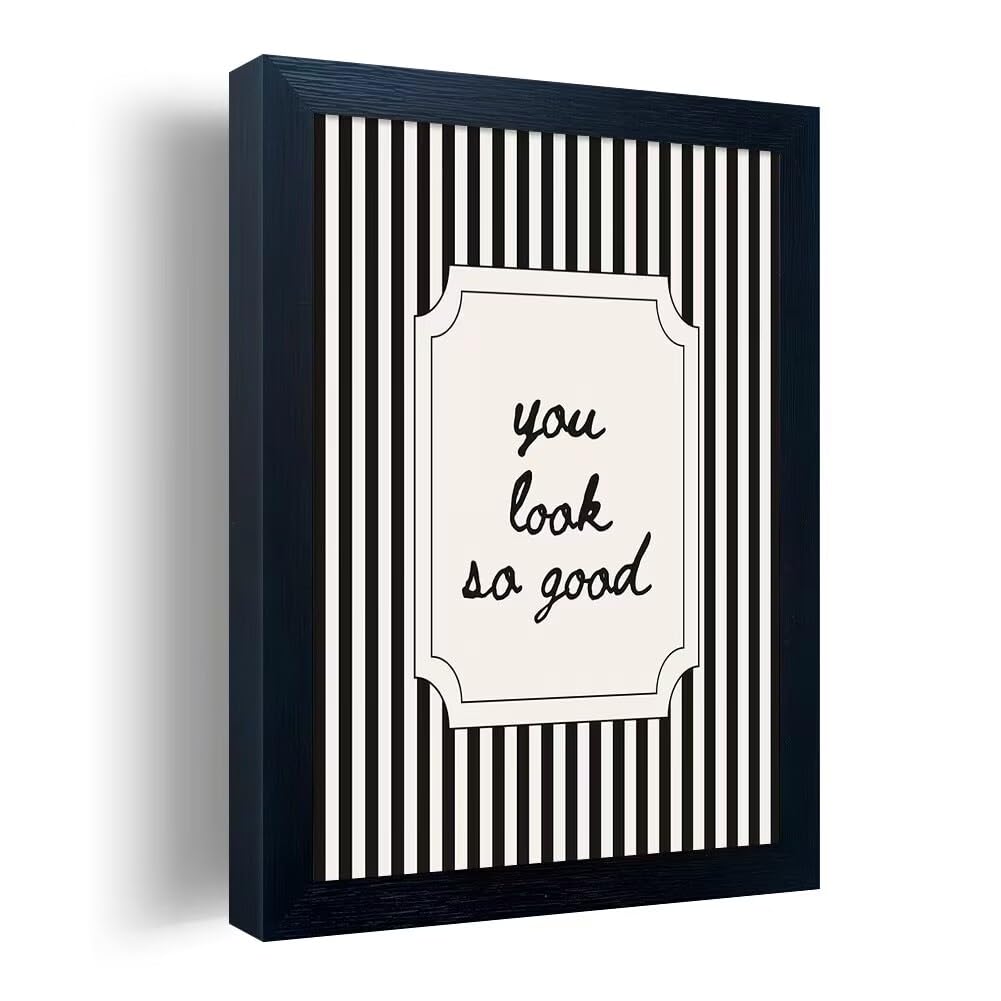 Black and White Bathroom Wall Art You Look So Good Framed Black Striped Bathroom Decor Modern Minimalist Canvas Print Painting Artworks for Wall