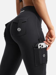 YEOREO CoreFlex Women Workout Flare Leggings | Hidden Scrunch, High Waisted, Cargo Pockets, Gym, Yoga, No Front Seam, Buttery Soft, 28"/30"/32"/34"