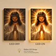 LED Jesus Prayer Canvas/Mica – Crown of Thorns Christian Wall Art with Hidden Backlight