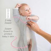 SwaddleDesigns Transitional Swaddle Sack, Cotton, Heathered Jadeite, 0-3mo | Arms Up Half-length Sleeve Partially Suppress Moro reflex, Most Gradual Transition Swaddle for Newborn, Safe for Rolling Baby
