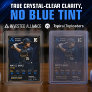 Invested Alliance 200-Pack Toploaders & Card Sleeves – 100 Crystal-Clear 35PT Top Loaders + 100 Penny Sleeves, 3x4 Hard Plastic Protectors for Trading, Baseball, Football & Sports Cards