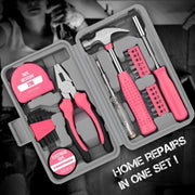 🔥Hot Sale🔥Portable 24-Piece Household Tool Kit – Storage Case Included, Hammer, Screwdriver, Pliers, Tape Measure & Bits for DIY Home Repairs