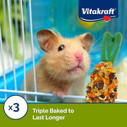 Vitakraft Crunch Sticks Hamster Treat Apple & Honey Flavor - 2 Sticks | Real Dried Fruit, Sweet Honey Coating, Natural Wood Center, Encourages Foraging Chewing, 2 Count Pack