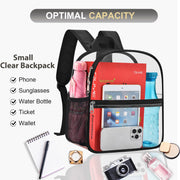 Clear Backpack for Stadium Events Sports Fan Backpack Stadium Bag 12x6x11 | Transparent Security Backpack,Heavy Duty PVC Small Clear Bag for Concerts, Sports,Work,School