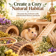 Sukh 42Pcs Hamster Sprays Natural - Sprays & Forage for Small Animals | Chew Herbs for Syrian Dwarf Hamsters & Guinea Pigs, Habitat Dry Flowers Decor, Hideout Enrichment, Cage & Bedding Accessories