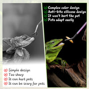OLIISS Iridescent Reptile Feeding Tongs with Rubber Tips, 10.6", 2 Pack | Straight & Curved, Stainless Steel, Secure Grip, Feeder Tools for Bearded Dragons, Geckos & Lizards, Terrarium Tank Supplies