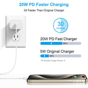 iPhone 18 17 16 15 Charger Fast Charging 10FT - 20W USB C Charger Block | Type C Charger Fast Charging with 10FT Extra Long USB C to C Cable for iPhone 18 17 16 15 Pro Max, Duo, iPad (White)