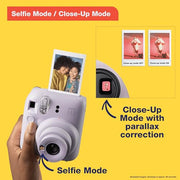 Fujifilm Instax Mini 12 Instant Film Camera - Pastel Blue | Instax Mini 12 with automatic exposure and selfie mirror for photography, scrapbooking and gifting