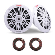 Pyle 6.5 Inch Dual Marine Speakers - 2 Way Water Resistant Outdoor Audio Stereo Sound System with 200 Watt Peak Power, Poly Carbon Cone and Butyl Rubber Surround - 1 Pair (White)