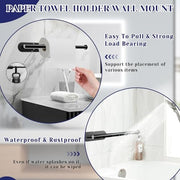 Black Paper Towel Holder, Self Adhesive Paper Towel Holder Under Cabinet | Stainless Steel, kitchen, Bathroom, Sink, Pantry, Fridge, durable, scratch-resistant, cling film, foil rolls, Drilling