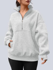 AUTOMET Women's Quarter Zip Oversized Sweatshirt Fleece Mock Neck Pullover | Half Zip, Front Pockets, Thumb Holes, Loose Mock Turtleneck Hoodies, Cozy Jackets, 2026 Fall Outfits, Winter Teacher Clothes