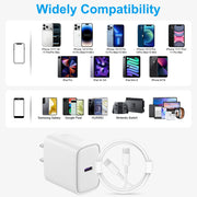 iPhone 18 17 16 15 Charger Fast Charging 10FT - 20W USB C Charger Block | Type C Charger Fast Charging with 10FT Extra Long USB C to C Cable for iPhone 18 17 16 15 Pro Max, Duo, iPad (White)