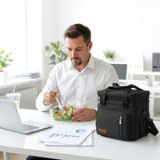 MIYCOO Lunch Bag & Lunch Box for Men Women, Double Deck & Leakproof | Insulated Soft Large Adult Camping Cooler bag for Work, Beach, Picnic, Travel (Black, 15L)