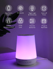 Momcozy Smart Baby Sound Machine with Night Light, White Noise Machine | Toddler Sleep Trainer 34 Soothing Sleep Sounds, Timer, App Remote Control, Egg Light, Personal Sleep Routine Alarm Clock