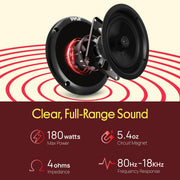 Pyle Waterproof Marine Speakers - Pair of 5.25" 180 Watt Low Profile Slim Style System - Weather Resistant Outdoor Rated Speakers for Boat, Patio, Poolside, Deck, Home (Black)