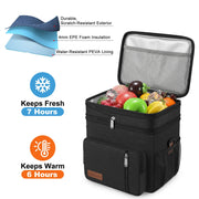 MIYCOO Lunch Bag & Lunch Box for Men Women, Double Deck & Leakproof | Insulated Soft Large Adult Camping Cooler bag for Work, Beach, Picnic, Travel (Black, 15L)