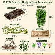 RUNANIA Bearded Dragon Tank Accessories, 10 PCS Reptile Hammock Plants Bridge Jungle Climber Vines for Snakes Bearded Dragon Chameleon Gecko Lizard