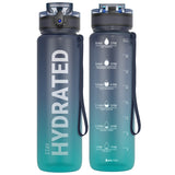 Sahara Sailor Water Bottle 32oz, Tritan Sports Bottle with Time Marker | Bpa Free, Leakproof Wide Mouth With Fast Flow Lid And Cleaning Brush, For Gym School Office Travel, 1 Count